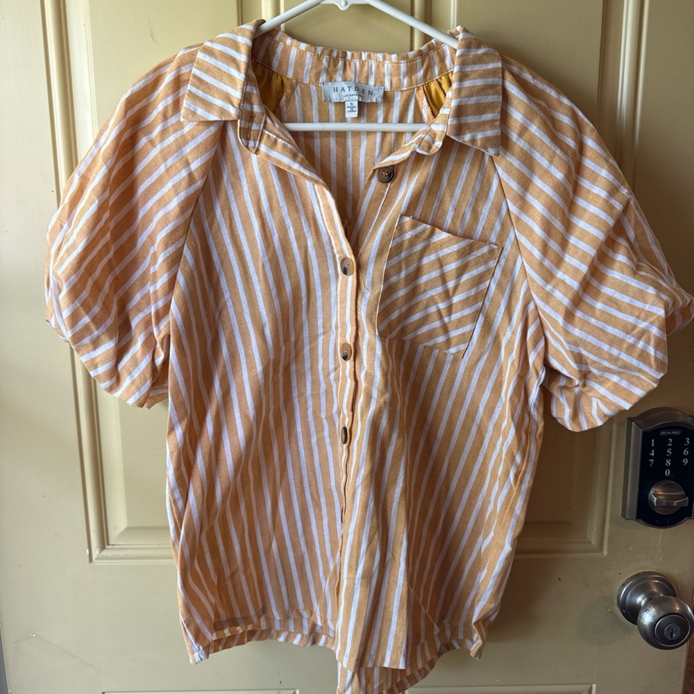 Hayden Yellow and White Striped Shirt